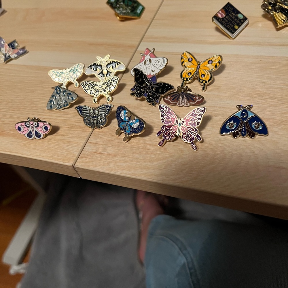 Colorful Butterfly and moth Enamel Pins